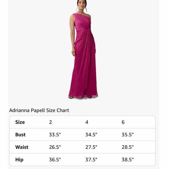 Adrianna Papell Women's Stardust Pleated Draped Gown Size US 6 Magenta - Picture 12 of 12